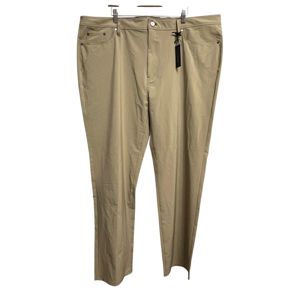J Hilburn Pants Mens XL W46 Khaki Tan‎ Kburger Performance Stretch 5 Pocket New